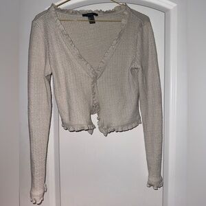 Forever 21 Cream Cardigan with Ruffle Edges